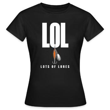 LOL Lots Of Lures Funny Angler Motif for - Women's T-Shirt - black - Front - AI Model Female 172 dark (172cm)