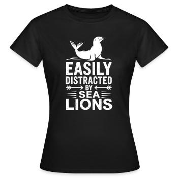 Paroles du Lion de Mer Cadeau drôle du Lion de mer - T-shirt Femme - noir - Devant - AI Model Female 172 dark (172cm)
