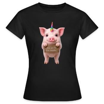 Regenbogen-Einhornschwein - Frauen T-Shirt - Schwarz - Vorne - AI Model Female 172 dark (172cm)