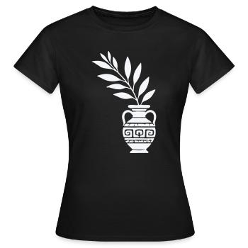 Antike Vase mit Blattzweigen - Frauen T-Shirt - Schwarz - Vorne - AI Model Female 172 dark (172cm)
