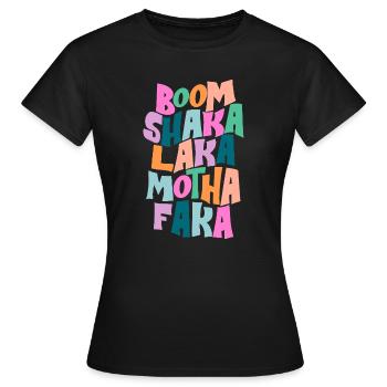 Fette Farbburst-Typografie - Frauen T-Shirt - Schwarz - Vorne - AI Model Female 172 dark (172cm)