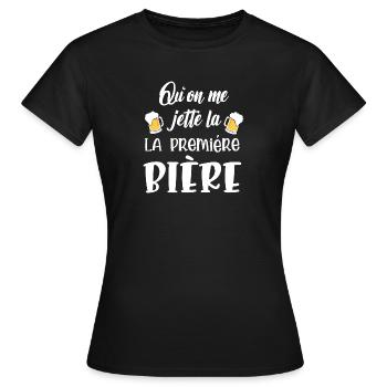 qu'on me jette la première bière - T-shirt Femme - noir - Devant - AI Model Female 172 dark (172cm)