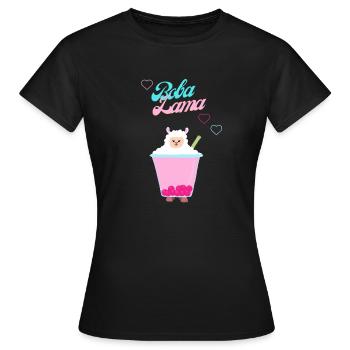Boba Tea Lama /Bubble tea Lama - Frauen T-Shirt - Schwarz - Vorne - AI Model Female 172 dark (172cm)