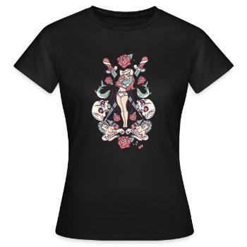 Vintage Pin-up - T-shirt Femme - noir - Devant - AI Model Female 172 dark (172cm)