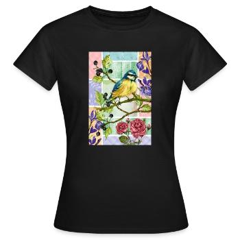 Mésange dans le jardin - T-shirt Femme - noir - Devant - AI Model Female 172 dark (172cm)
