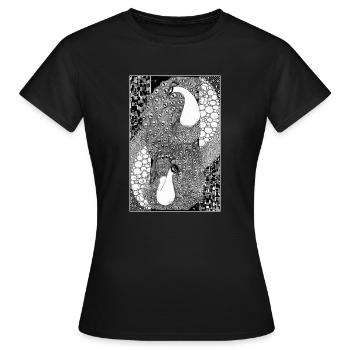 Pfauen - Jugendstil - Frauen T-Shirt - Schwarz - Vorne - AI Model Female 172 dark (172cm)
