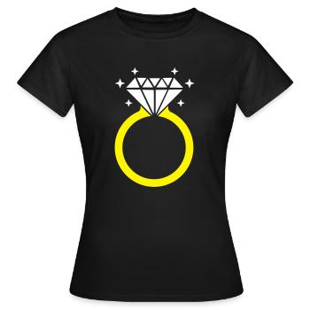 Diamond ring diamond ring marriage wedding JGA bride - Women's T-Shirt - black - Front - AI Model Female 172 dark (172cm)
