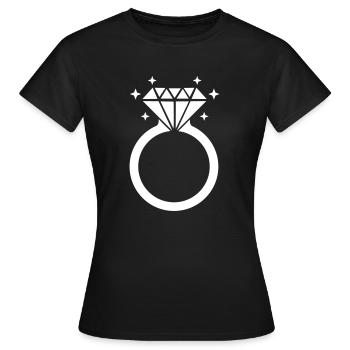 Diamond ring diamond ring marriage wedding JGA bride - Women's T-Shirt - black - Front - AI Model Female 172 dark (172cm)