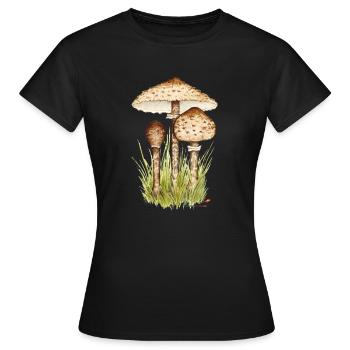 Champignon parasol ou parapluie géant - T-shirt Femme - noir - Devant - AI Model Female 172 dark (172cm)