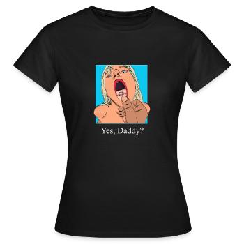 Oui papa fille curvy dessin de pin-up comique - T-shirt Femme - noir - Devant - AI Model Female 172 dark (172cm)