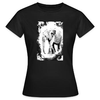 éléphant en noir et blanc - T-shirt Femme - noir - Devant - AI Model Female 172 dark (172cm)