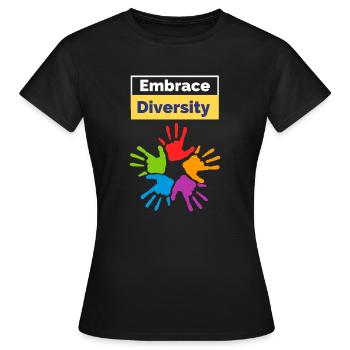 Embrasser la diversité - T-shirt Femme - noir - Devant - AI Model Female 172 dark (172cm)