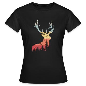 Hirsch - Frauen T-Shirt - Schwarz - Vorne - AI Model Female 172 dark (172cm)