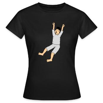 Mann im Schlafanzug - Frauen T-Shirt - Schwarz - Vorne - AI Model Female 172 dark (172cm)
