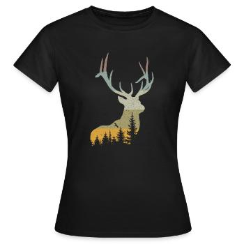Hirsch - Frauen T-Shirt - Schwarz - Vorne - AI Model Female 172 dark (172cm)