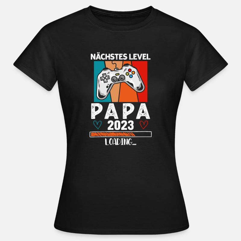 Nächstes Level Papa 2023 Loading Werdender Vater - Frauen T-Shirt - Schwarz