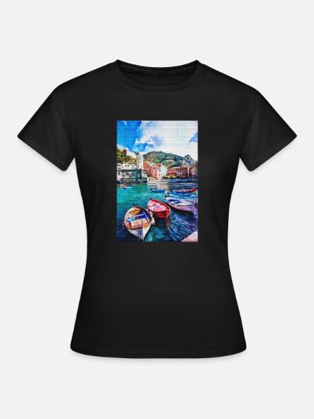 Vintage San Gimignano Siena Gemälde Cinque Terra - Frauen T-Shirt - Schwarz