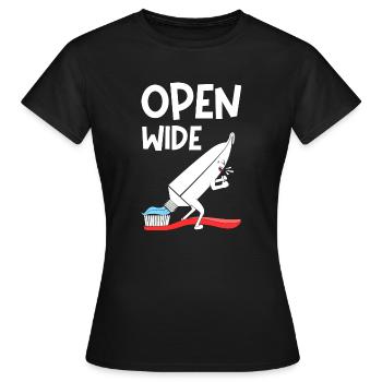 Open Wide - Frauen T-Shirt - Schwarz - Vorne - AI Model Female 172 dark (172cm)