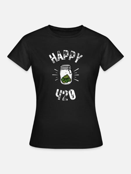 Happy 420 - Frauen T-Shirt - Schwarz