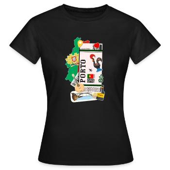 Plane ticket - boarding pass - boarding pass - Porto - Women's T-Shirt - black - Front - AI Model Female 172 dark (172cm)