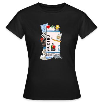 Plane ticket - boarding pass - boarding pass - Aveiro - Women's T-Shirt - black - Front - AI Model Female 172 dark (172cm)