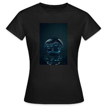 Bulles dans une bulle cyan 1 - T-shirt Femme - noir - Devant - AI Model Female 172 dark (172cm)