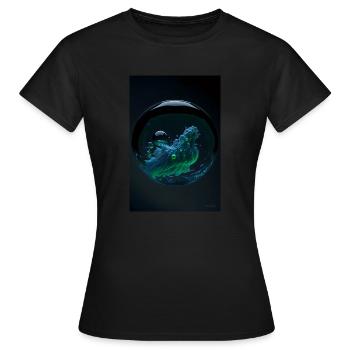 Wolken in einer Blase grün 2 - Frauen T-Shirt - Schwarz - Vorne - AI Model Female 172 dark (172cm)