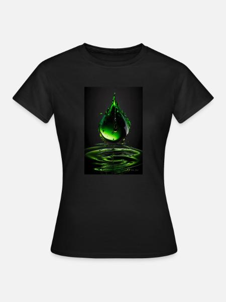 Tropfen grün 4 - Frauen T-Shirt - Schwarz