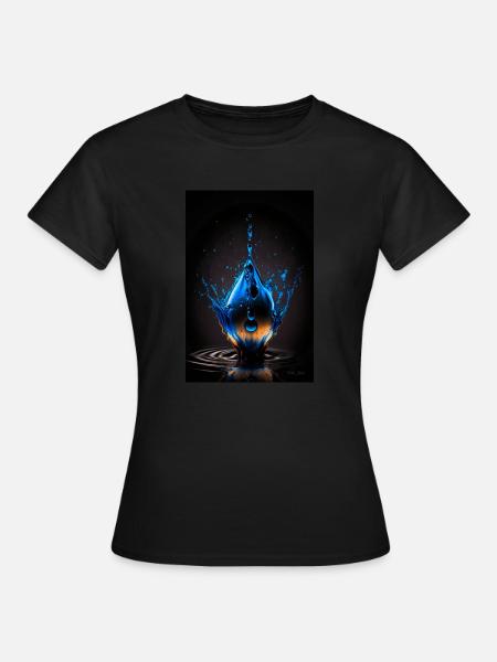 Tropfen blau 4 - Frauen T-Shirt - Schwarz