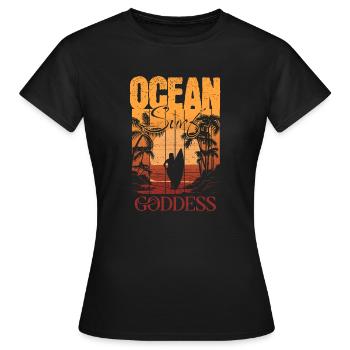 T shirt Surf Femme - Ocean Goddess - T-shirt Femme - noir - Devant - AI Model Female 172 dark (172cm)