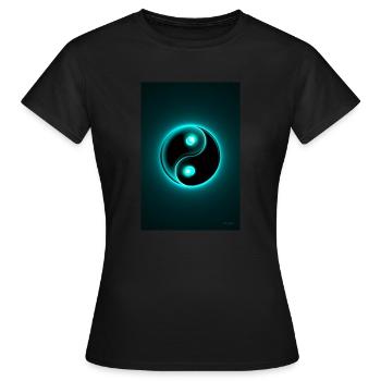 Yin Yang cyan 2 - Women's T-Shirt - black - Front - AI Model Female 172 dark (172cm)