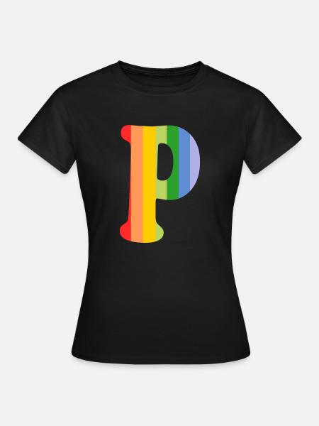 Buchstabe P Regenbogen - Frauen T-Shirt - Schwarz