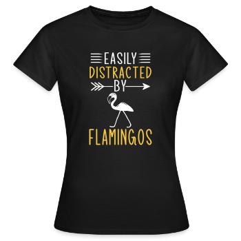 Leicht abgelenkt von Flamingos - Frauen T-Shirt - Schwarz - Vorne - AI Model Female 172 dark (172cm)