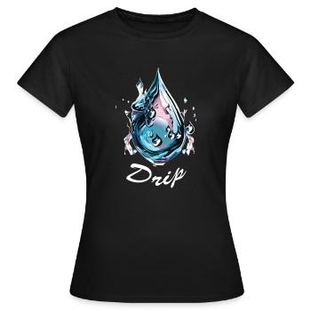 Chrom Wassertropfen - Frauen T-Shirt - Schwarz - Vorne - AI Model Female 172 dark (172cm)