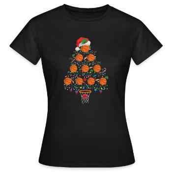 Arbre De Noël, Basketball, Arbre De Noël - T-shirt Femme - noir - Devant - AI Model Female 172 dark (172cm)
