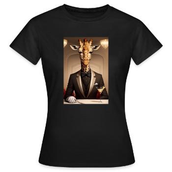 Eine Giraffe im Restaurant mit Martini - Frauen T-Shirt - Schwarz - Vorne - AI Model Female 172 dark (172cm)