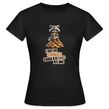 J’ai 99 Cookies cause un ... J’en ai mangé un - Raco mignon - T-shirt Femme - noir - Devant - AI Model Female 172 dark (172cm)
