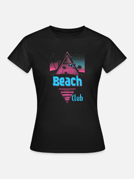 Beach Club Retrowave - Frauen T-Shirt - Schwarz