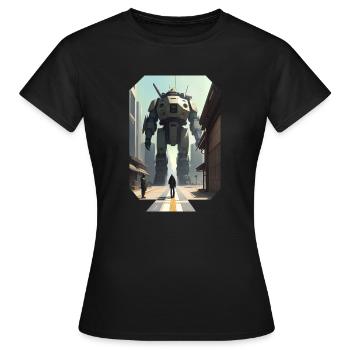 Manga Großer Roboter - Frauen T-Shirt - Schwarz - Vorne - AI Model Female 172 dark (172cm)