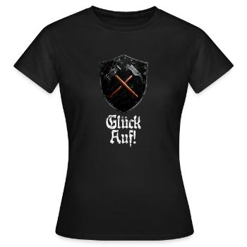 Bonne chance sur le logo minage mineur maillet et fer - T-shirt Femme - noir - Devant - AI Model Female 172 dark (172cm)