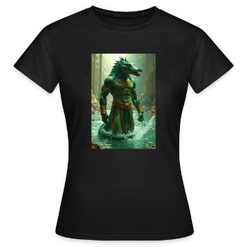 Sobek, godin à tête de crocodile dans le Nil - T-shirt Femme - noir - Devant - AI Model Female 172 dark (172cm)