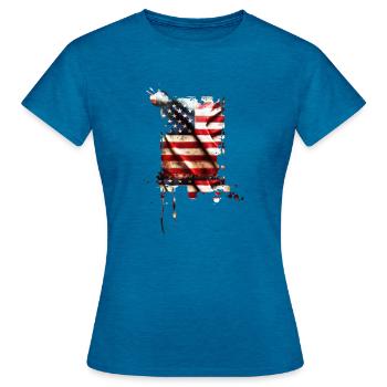 bad usa - Frauen T-Shirt - Antikblaues Saphir meliert - Vorne - AI Model Female 172 dark (172cm)