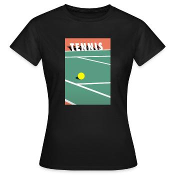 Minimalistisches Tennis Spielfeld Sport - Frauen T-Shirt - Schwarz - Vorne - AI Model Female 172 dark (172cm)