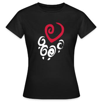 empreinte de la patte de coeur - T-shirt Femme - noir - Devant - AI Model Female 172 dark (172cm)
