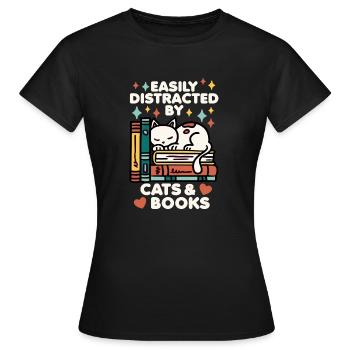 Chats et Bouquin rat de bibliothèque Rat de chat - T-shirt Femme - noir - Devant - AI Model Female 172 dark (172cm)