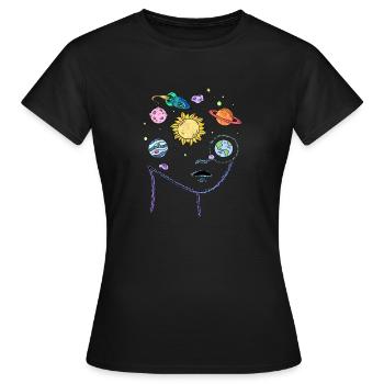 Universal Thoughts - Women's T-Shirt - black - Front - AI Model Female 172 dark (172cm)