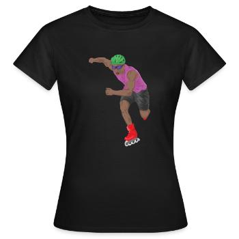 Skate Skating Roller Skating Inline Skates Sport - Women's T-Shirt - black - Front - AI Model Female 172 dark (172cm)