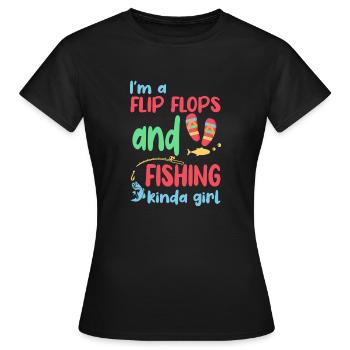 Ich bin ein Flip Flop und Fischer Mädchen - Frauen T-Shirt - Schwarz - Vorne - AI Model Female 172 dark (172cm)
