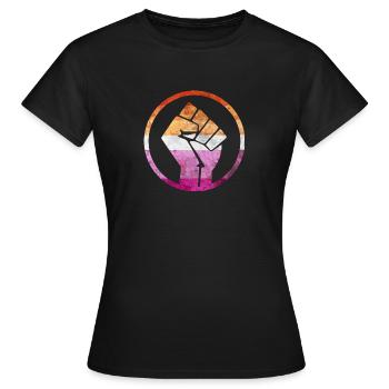 Fist Flag raus Lesbisch - Frauen T-Shirt - Schwarz - Vorne - AI Model Female 172 dark (172cm)