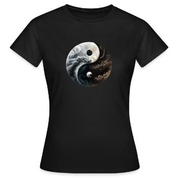 Ying Yang Motiv - Frauen T-Shirt - Schwarz - Vorne - AI Model Female 172 dark (172cm)